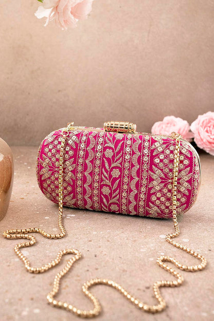 Floral Creeper Box Clutch - Pink- AM-BC-0323-0002