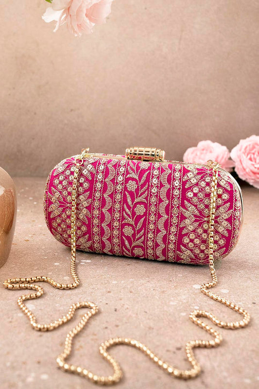 Floral Creeper Box Clutch - Pink- AM-BC-0323-0002