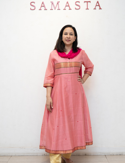 Pink Mahe Maitricut Silk Cotton Dress