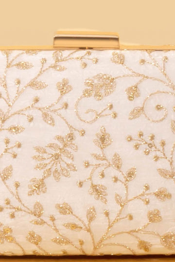 Antari Embroidered Clutch - Off white AM-BC-0425-0009