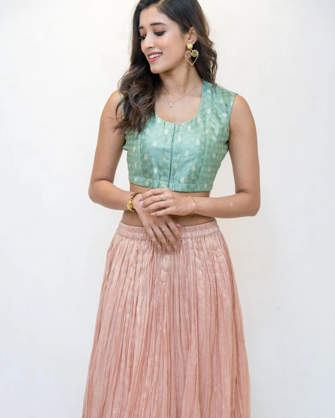 Green Sleeveless Silk Blouse