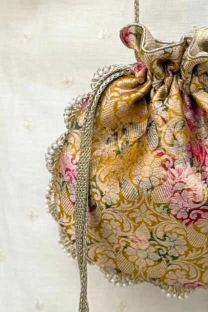 Elora Brocade Potli - Mustard AM_PT_0126_0001