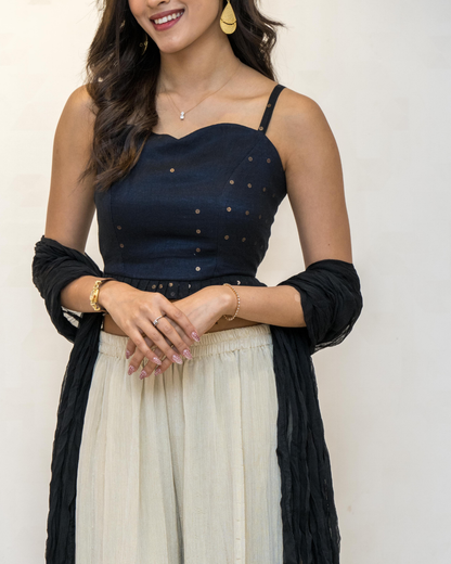 Black Sleeveless Cotton Blouse