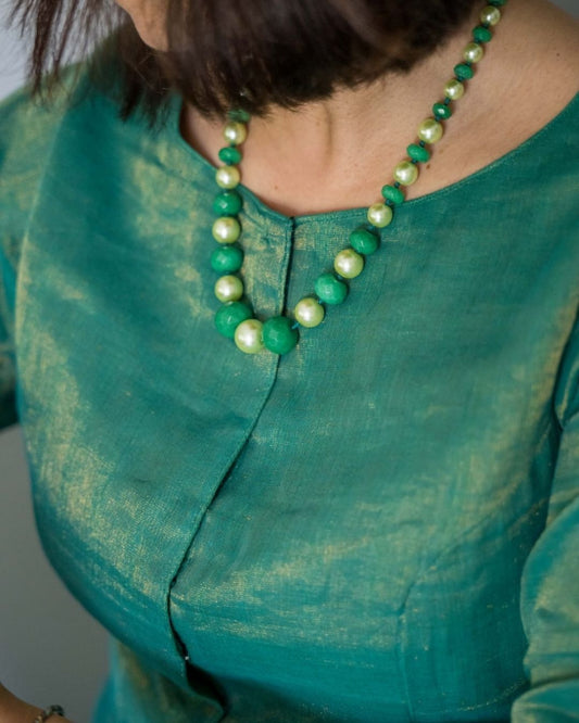 Peacock Green Cotton Tissue Blouse