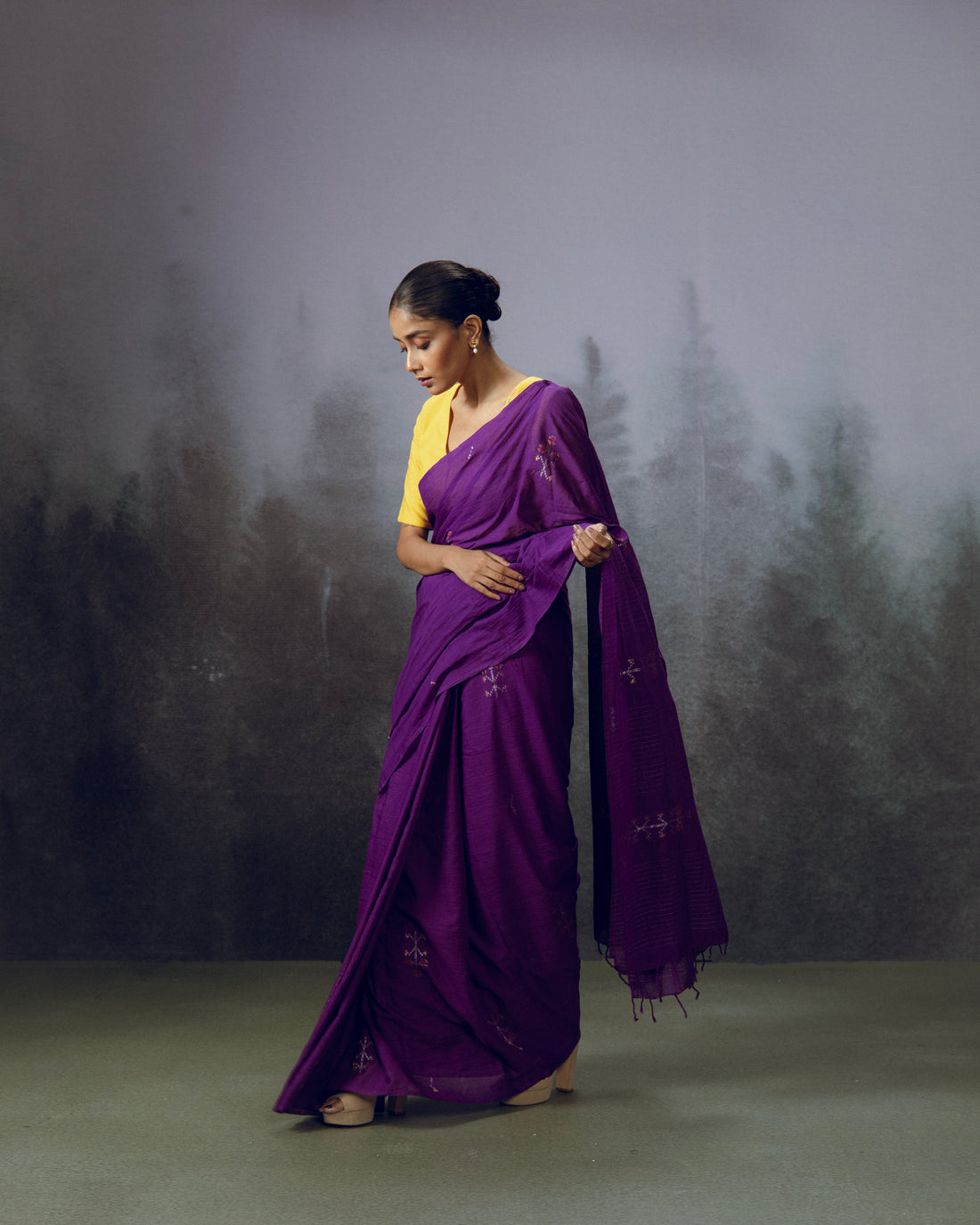 Violet Jamdani Cotton Saree