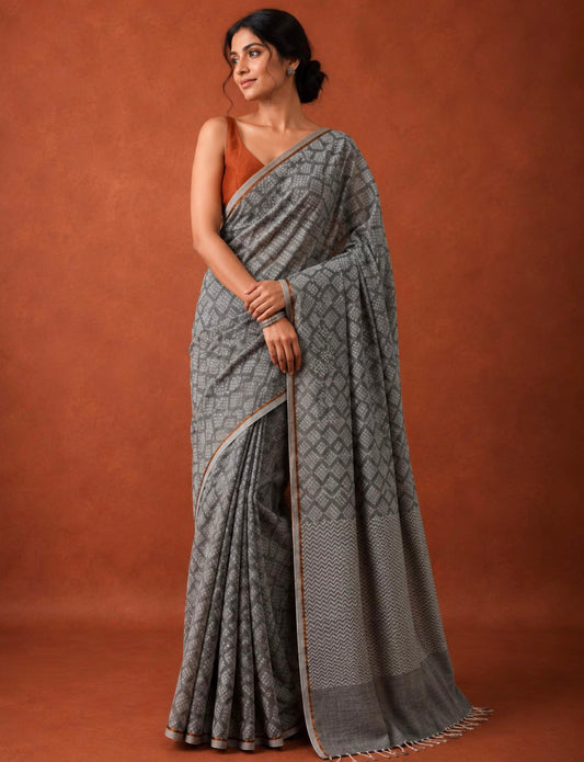 Charcole Black Jamdani Saree