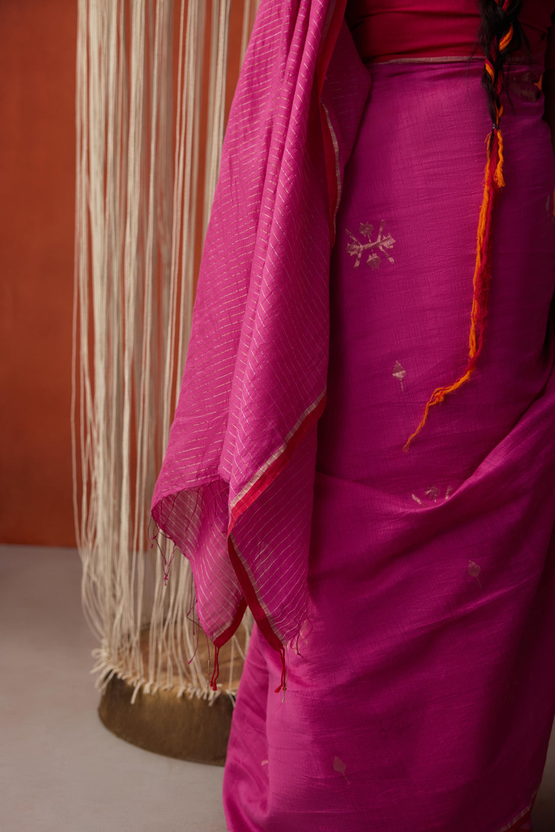 PinkGold Tissue Jamdani Khadi Silk Saree
