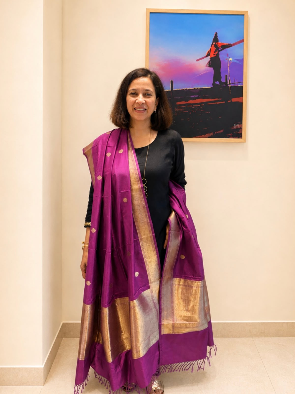 Purple Kathan Banarasi Silk Dupatta