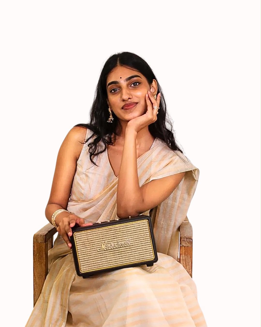 Gold Silver Stripes Pallu Chanderi Silk Tissue Saree