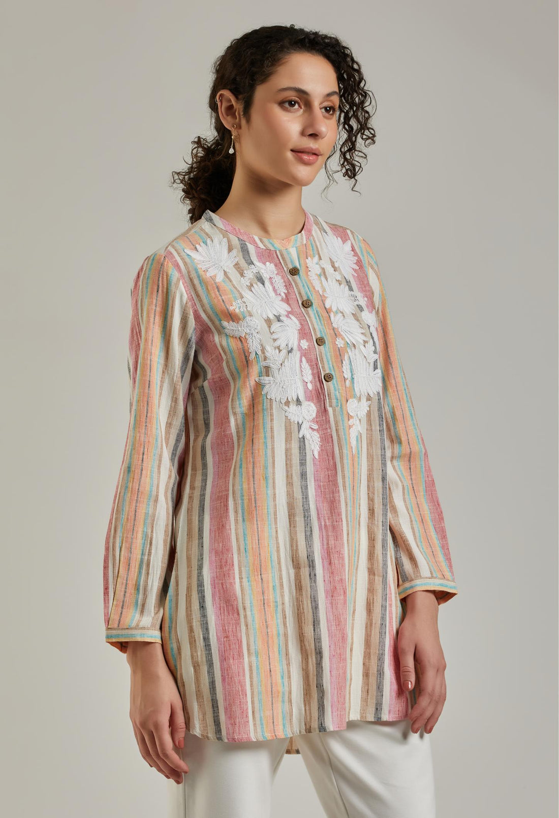 Multicolour Stripes Cotton Tunic