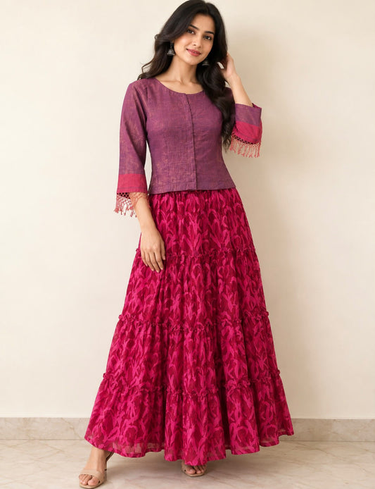 Purple Tissue Cotton Silk SP Cut Blouse