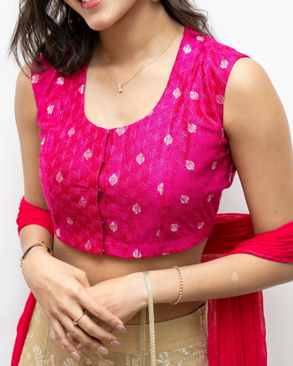 Pink Sleeveless Silk Blouse