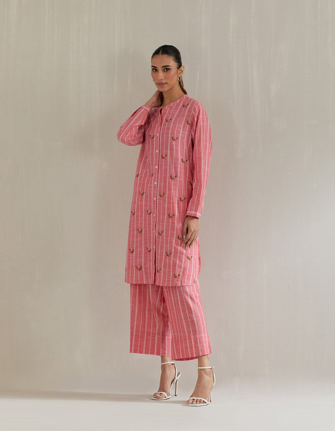 Pink Stripe Cotton Co Ord Sets