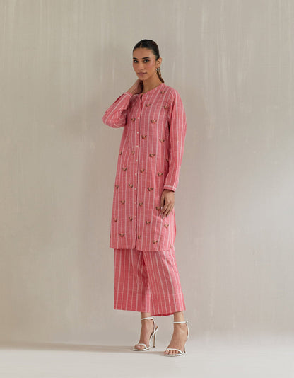 Pink Stripe Cotton Co Ord Sets