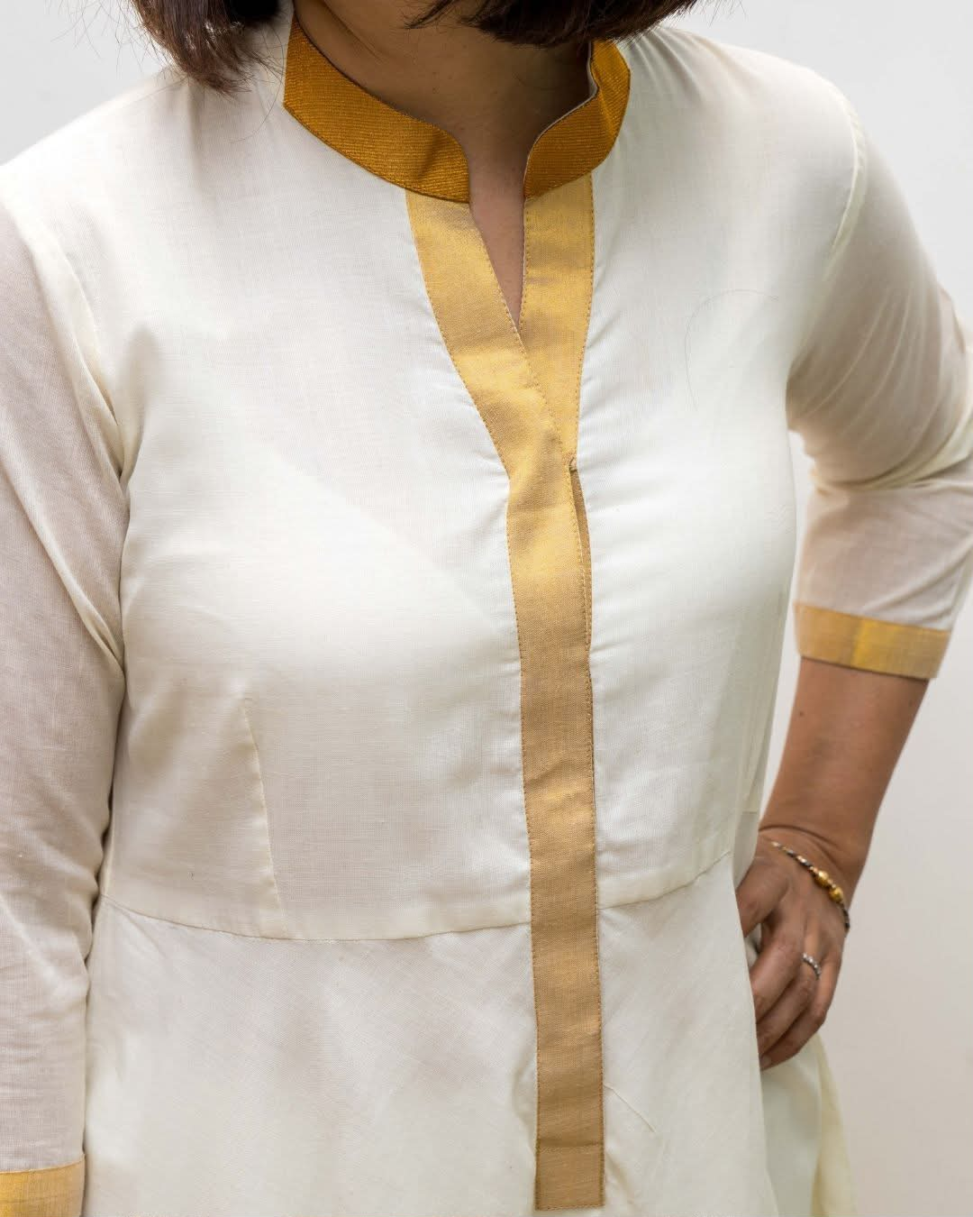 White Double Layers Cotton Dress