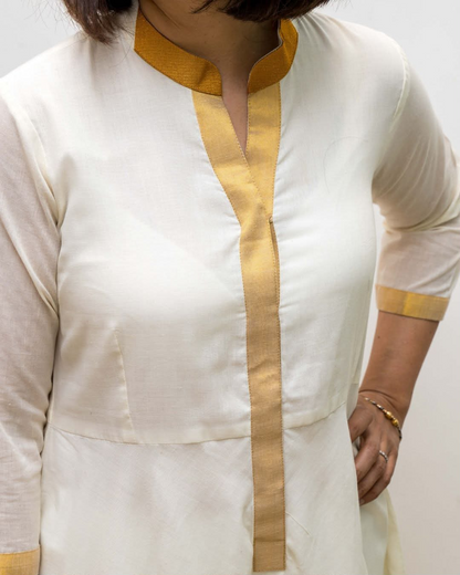 White Double Layers Cotton Dress