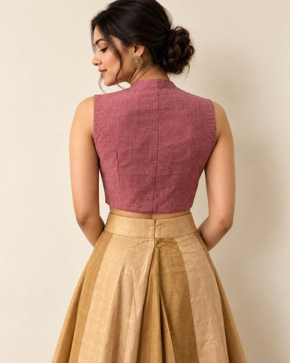 Mauve Sp Cut Sleeveless Cotton Blouse