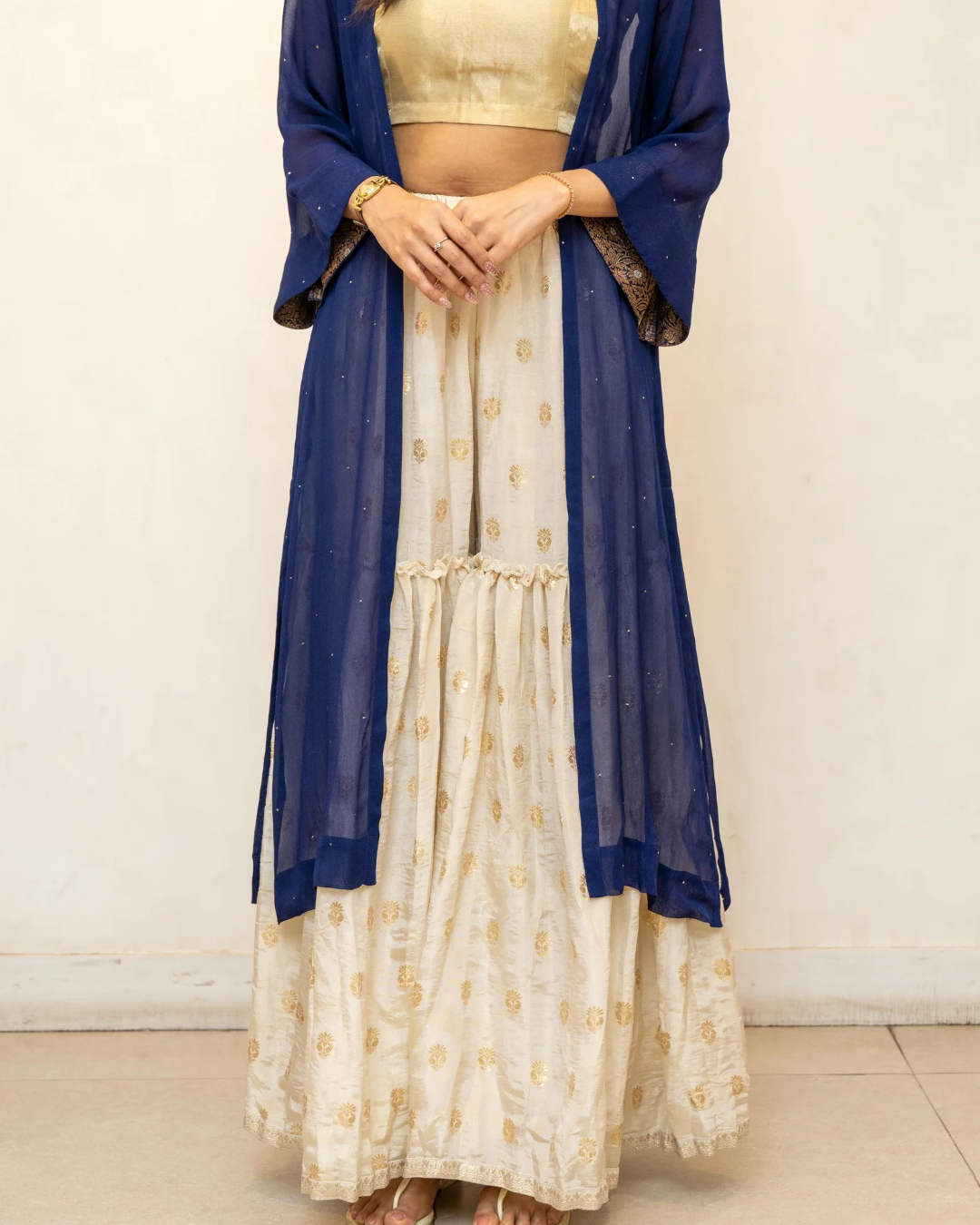 Navy blue Georgette Overlay Jacket