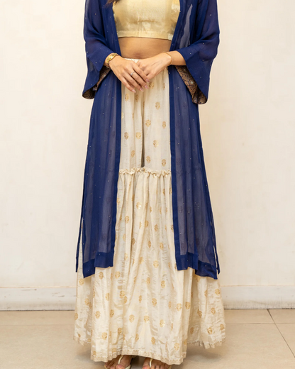 Navy blue Georgette Overlay Jacket