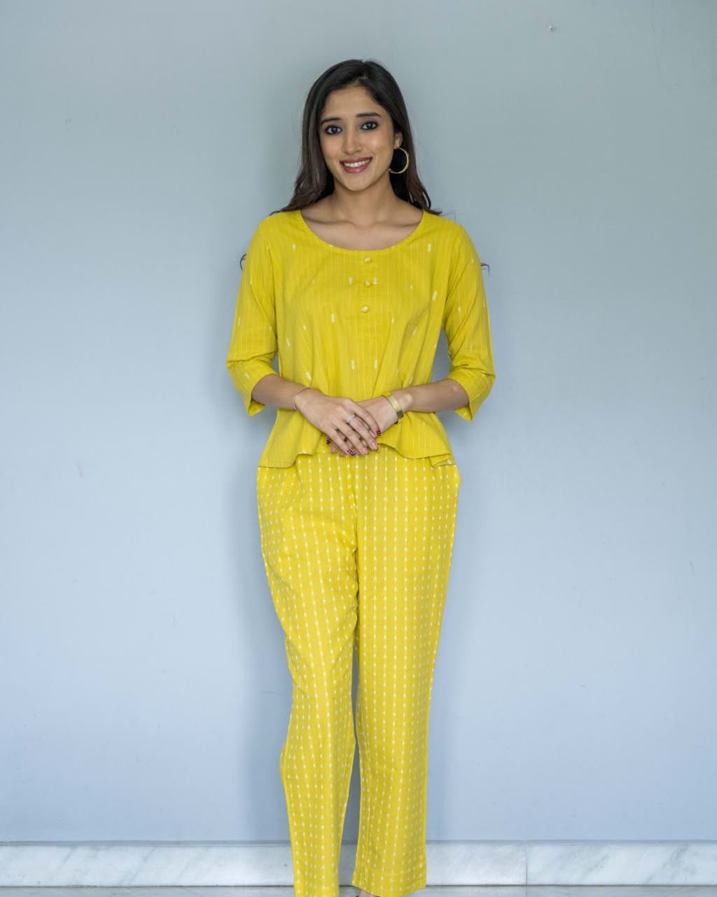 Yellow Round Neck Co Ord Set