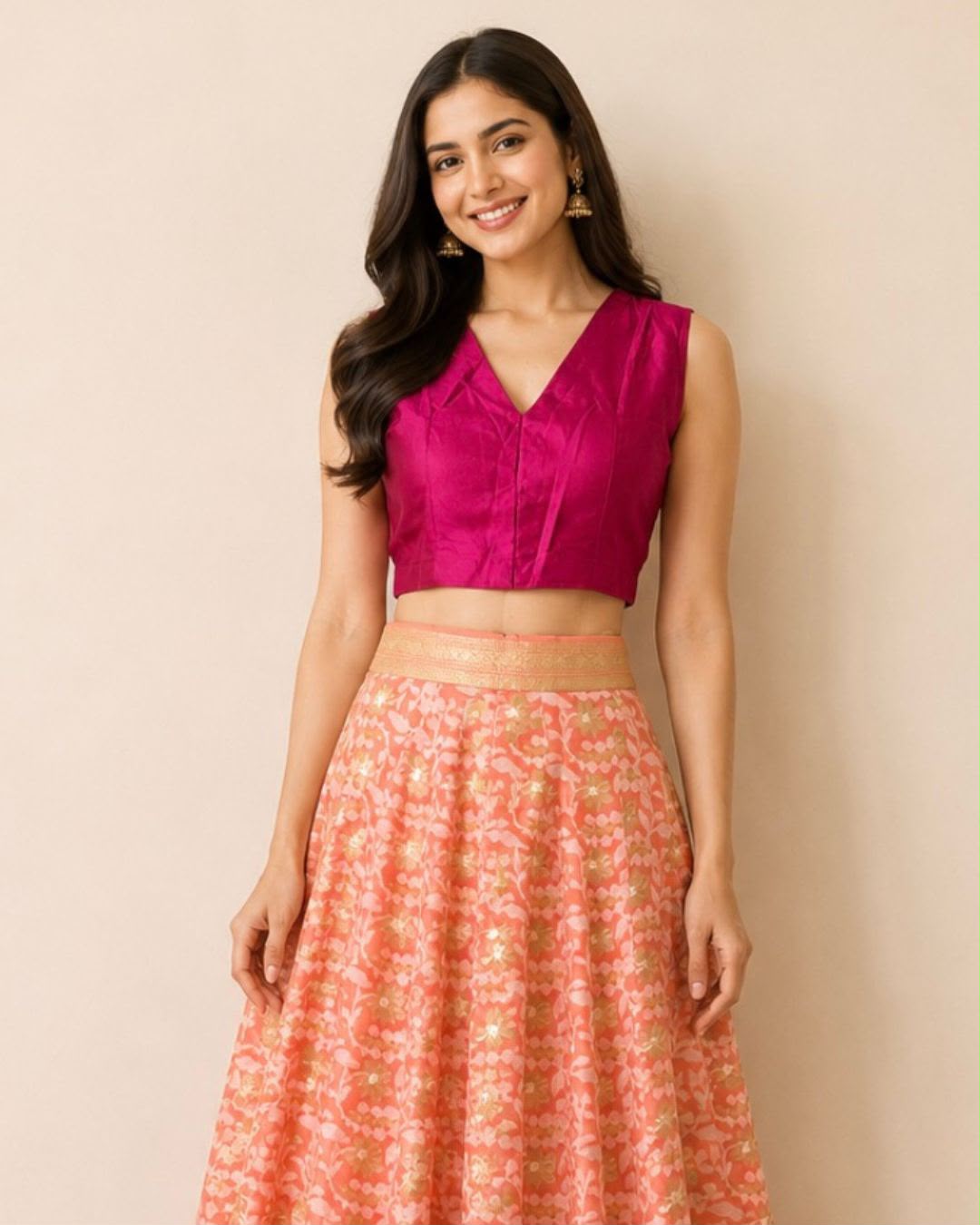Megenta Pink Modal Silk Sleeveless Blouse