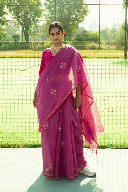 PinkGold Tissue Jamdani Khadi Silk Saree