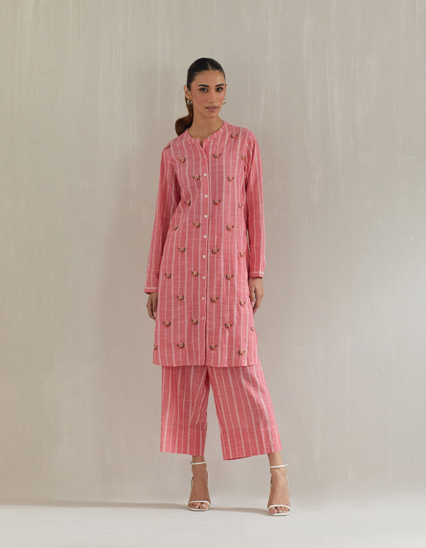 Pink Stripe Cotton Co Ord Sets