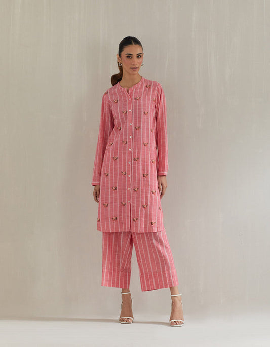 Pink Stripe Cotton Co Ord Sets