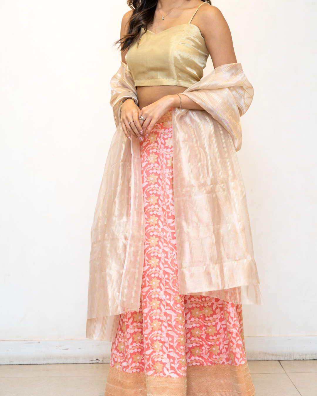 Peash Floral Jaal Silk Cotton Skirt