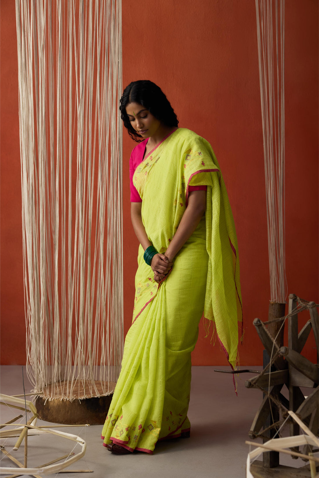 Green Jamdani Khadi Silk Saree