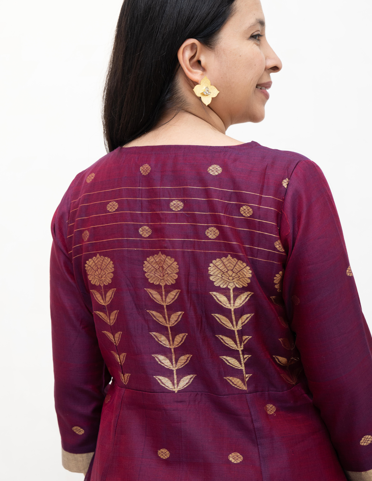 Maroon Chanderi Silk  Dress