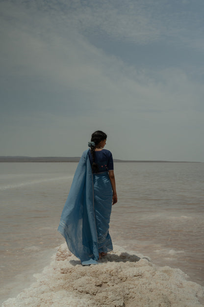 Blue Jamdani Cotton Saree