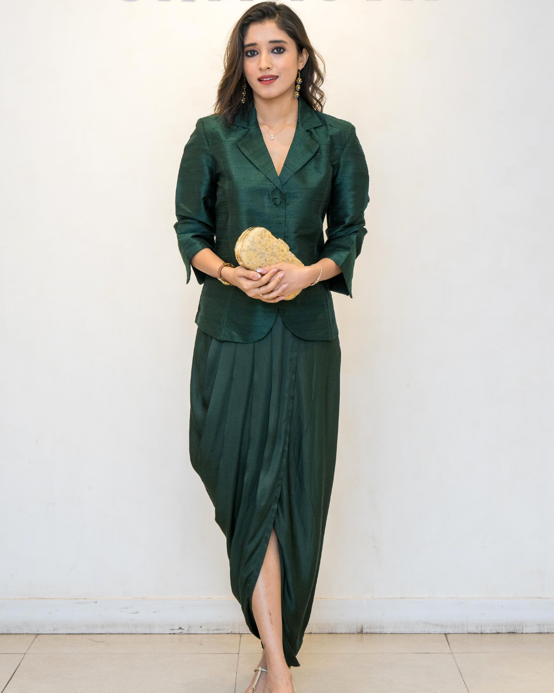 Bottle Green Raw Silk Jacket