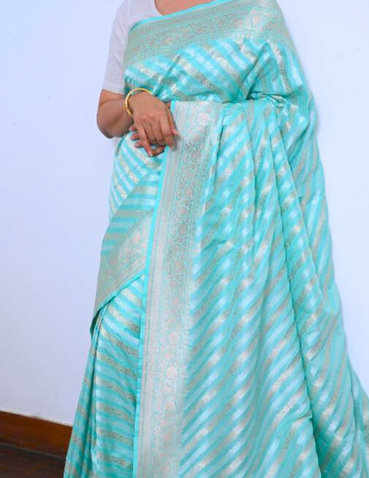 Blue Silk Banarasi Saree