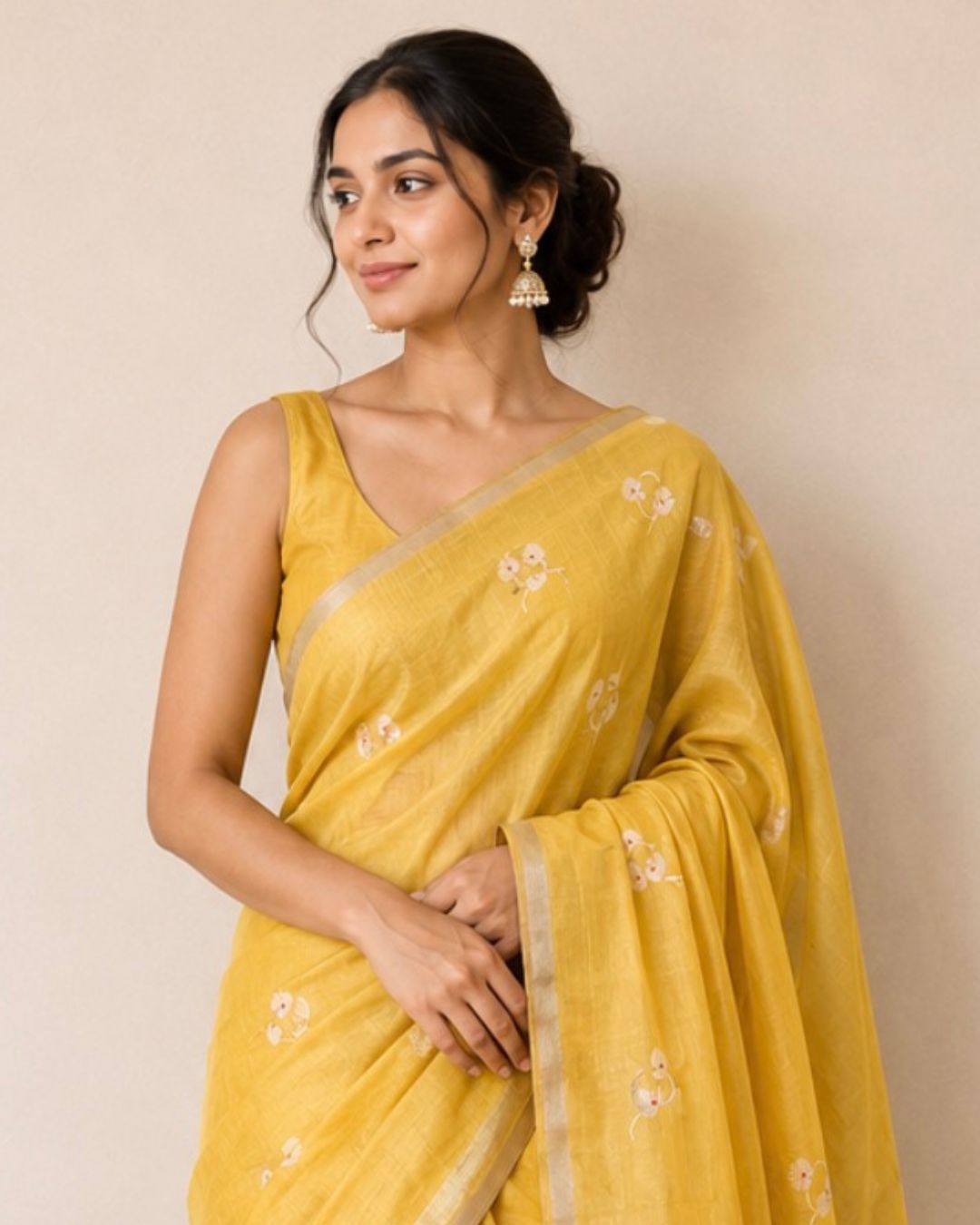 Yellow Chanderi Silk Cotton Saree