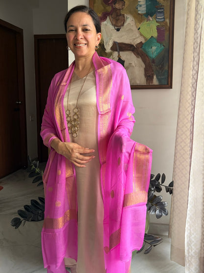 Pink Banarasi Georgette Dupatta