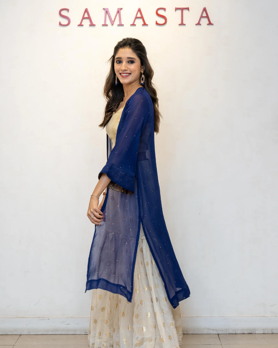 Navy blue Georgette Overlay Jacket