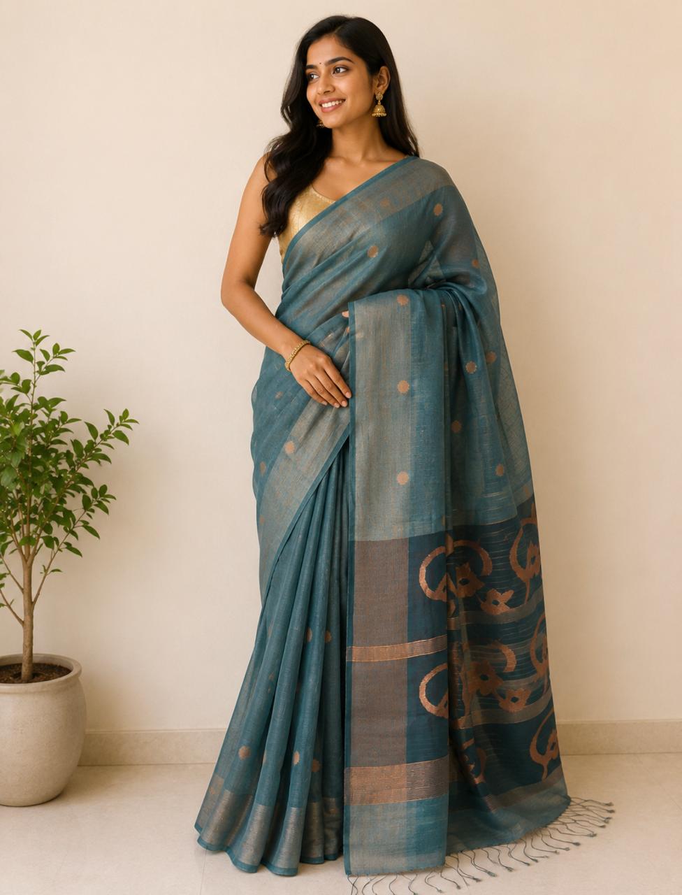 Green Jamdani Matka Silk Saree