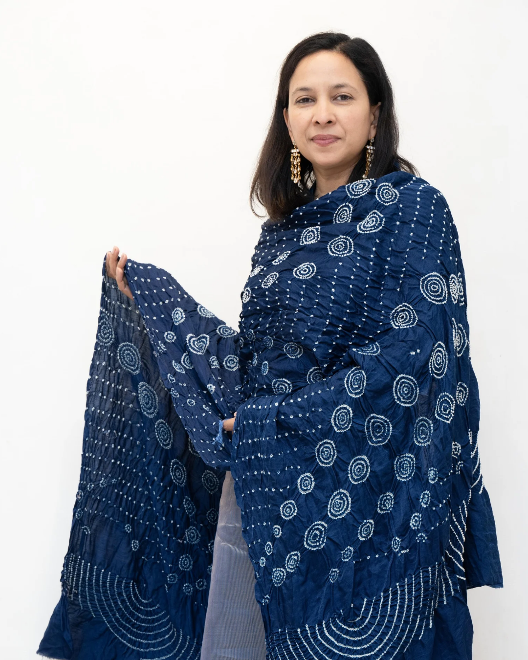 Nevy Blue Bandhini Gajji Silk Dupatta