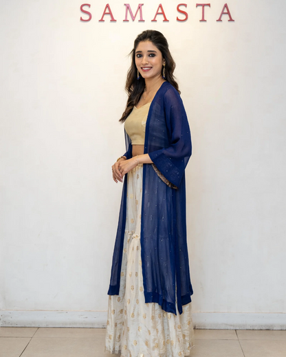 Navy blue Georgette Overlay Jacket