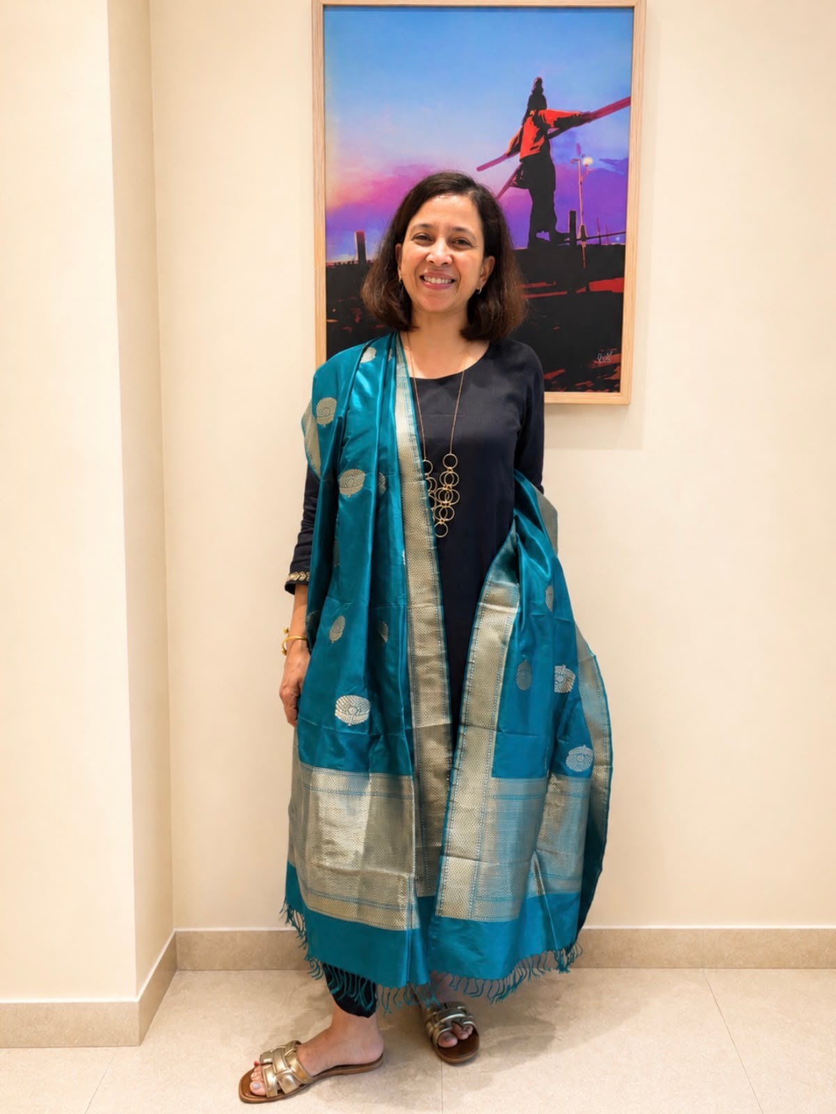 Peacock Green Banarasi katan Silk Brocade Dupatta