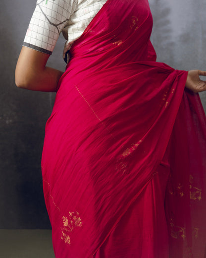 Pink Jamdani Cotton Saree