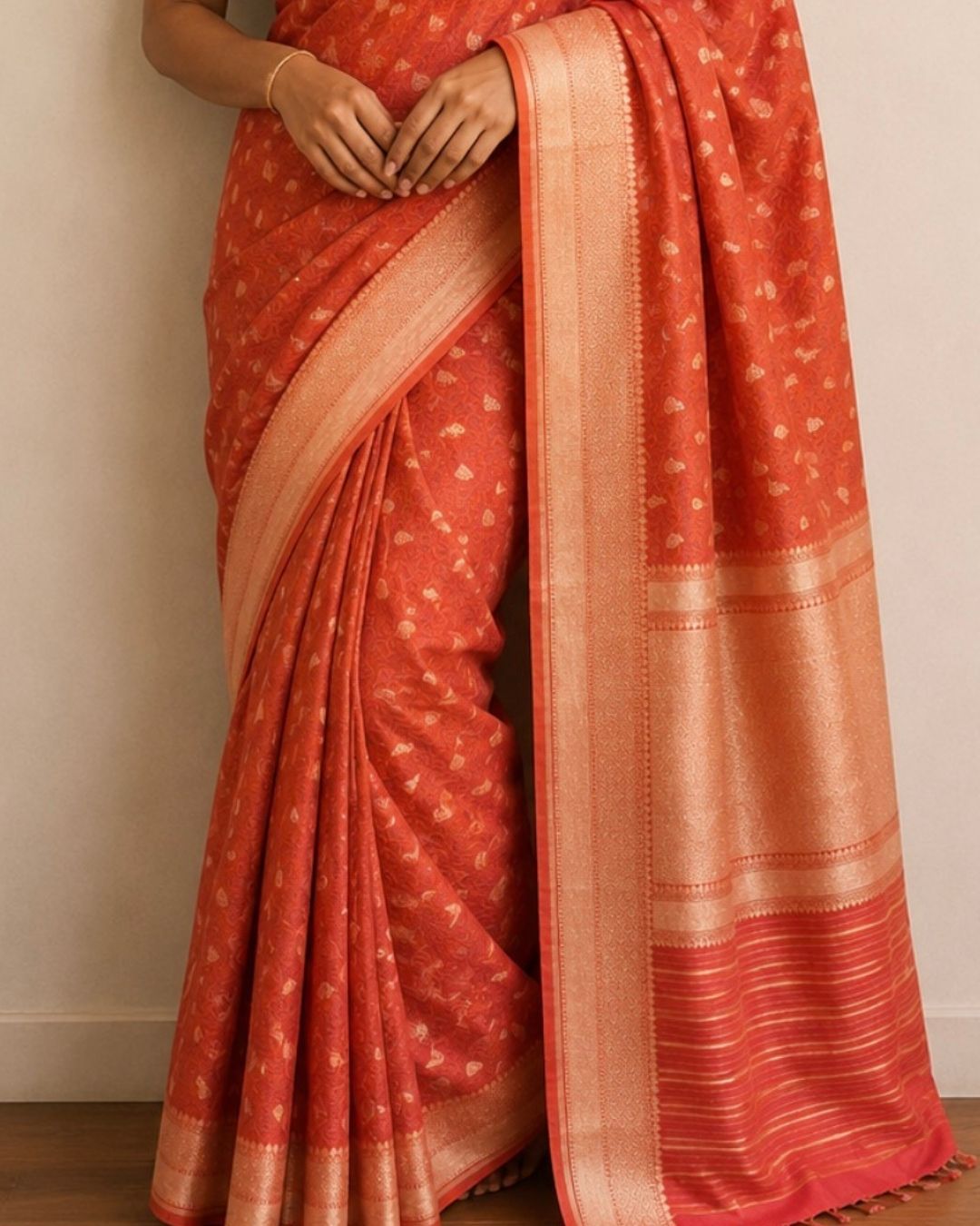Orange Tanchoi Banarasi Katan Silk Saree