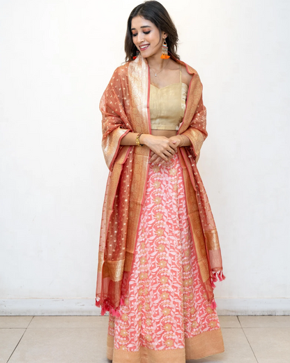 Peash Floral Jaal Silk Cotton Skirt