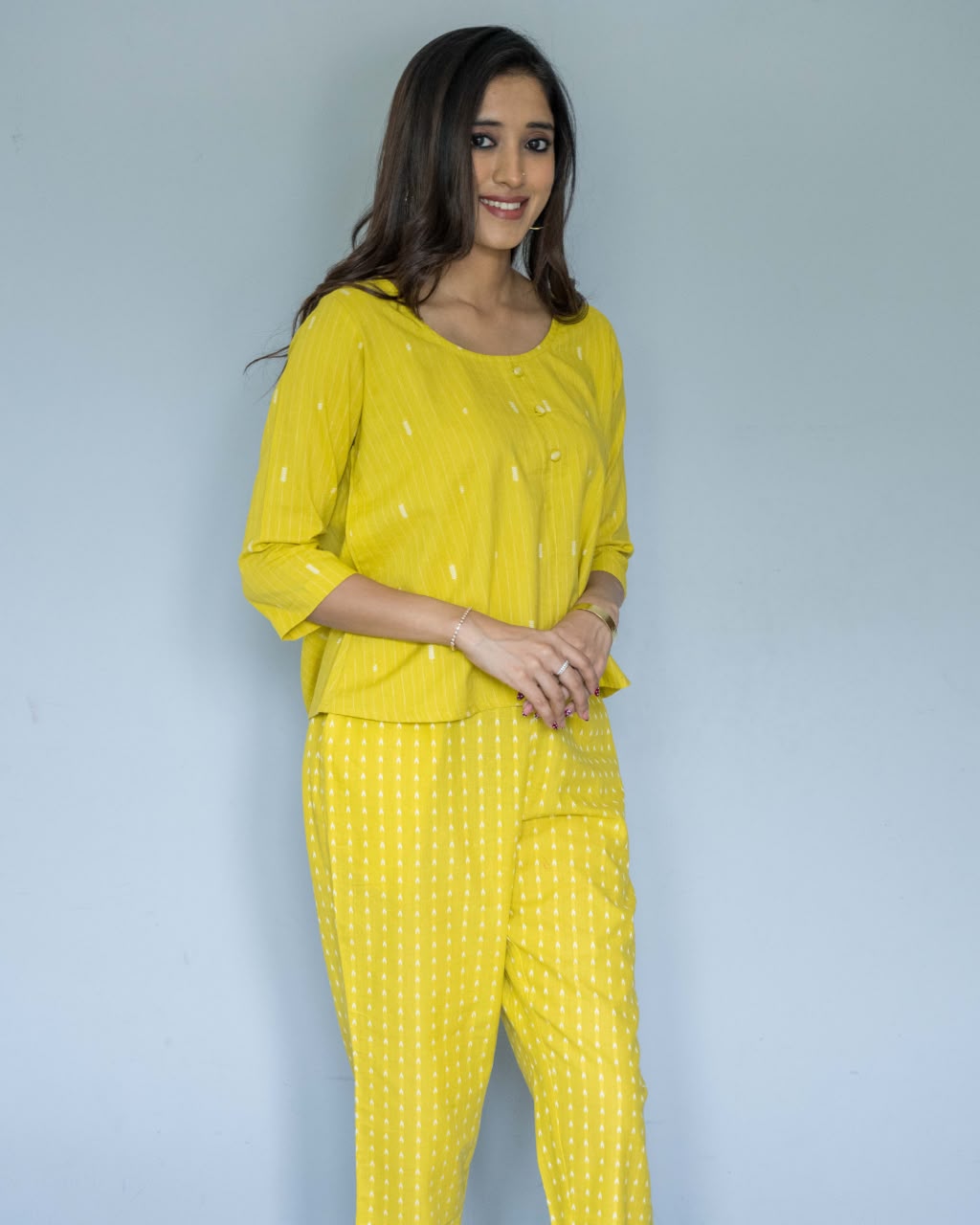 Yellow Round Neck Co Ord Set