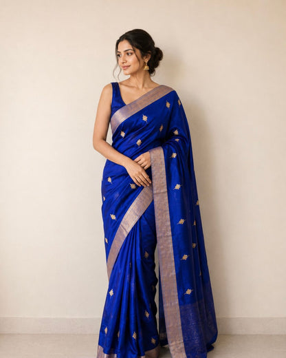 Blue Chanderi Silk Saree