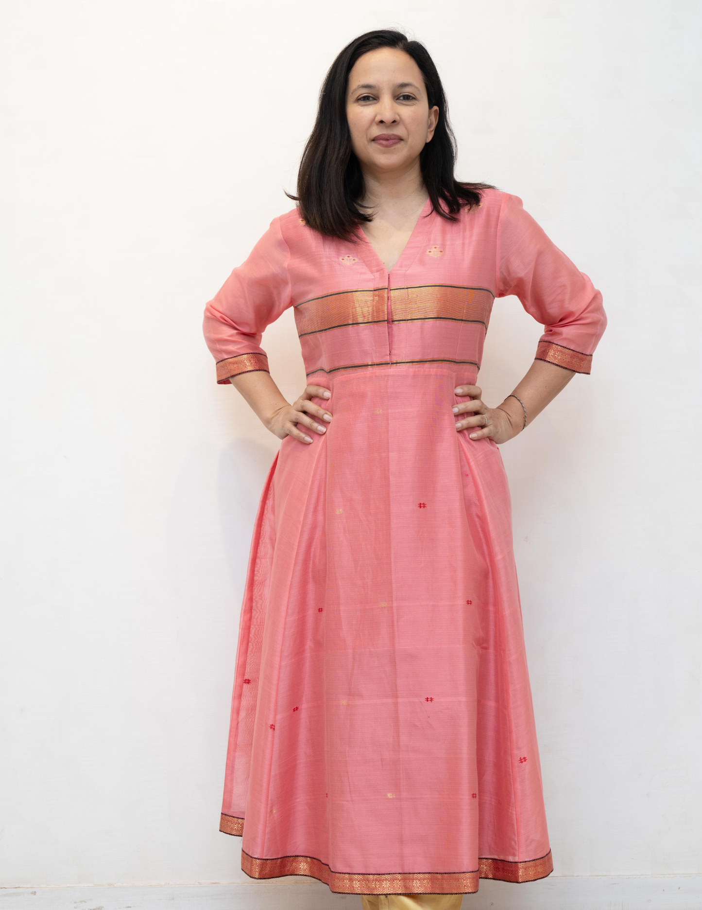 Pink Mahe Maitricut Silk Cotton Dress