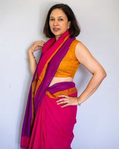 Yellow Tussar Silk Sleeveless Blouse