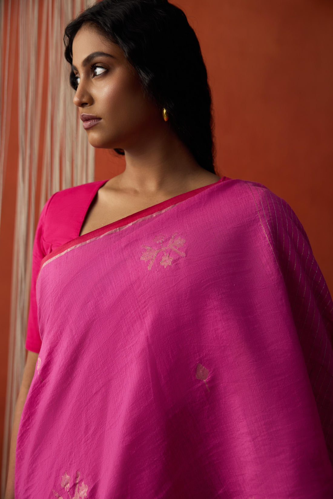 PinkGold Tissue Jamdani Khadi Silk Saree