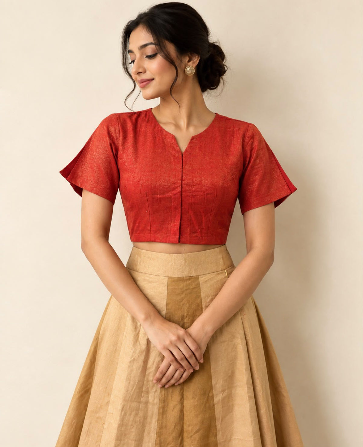 Gold Chanderi Silk Tissue Skirt